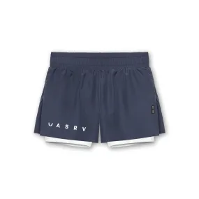 0603. Laser Cut 3" High Split Liner Short - Navy/White