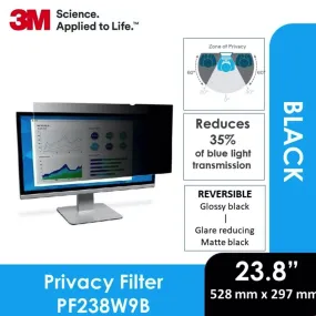 3M PF238W9B Privacy Filter (296.9 mm X 527.5 mm) 0833