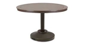 48" Round MGP Slat Top 120lb Weighted Pedestal Base Tables By Telescope Casual