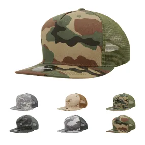 5 Panel Camo Trucker Hats Snapback Flat Bill Mesh Caps - Decky 1040