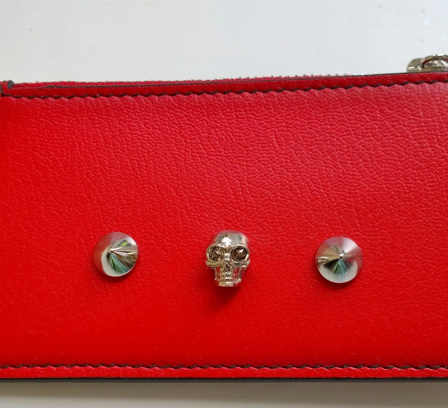 Alexander McQueen Card Wallet Zipper Case with Skull Detail