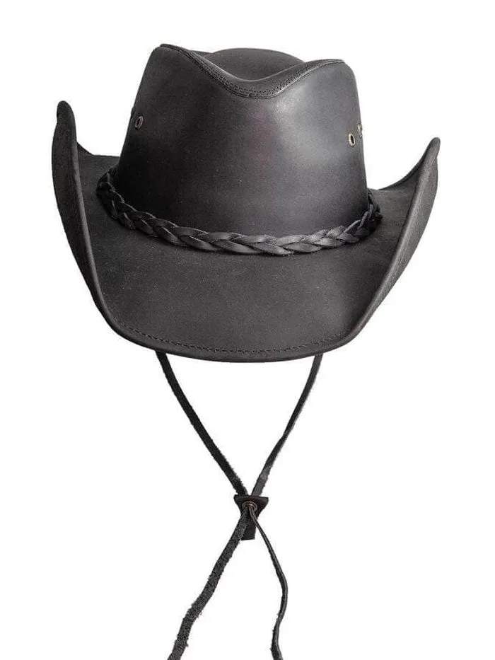 American Hat Makers HOLLYWOOD Leather Cowboy Hat Black