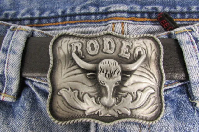 Antique Silver Metal Rodeo Bull Head Skull 3D Belt Buckle Men Cowboy Accessories