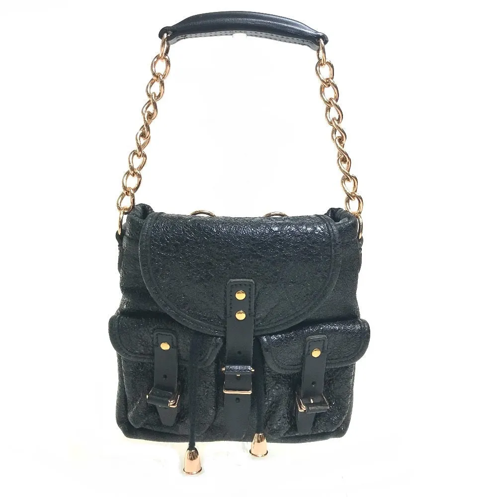 BALENCIAGA Handbag bag mini bag One handle Chain Embossed leather 128520 black Women