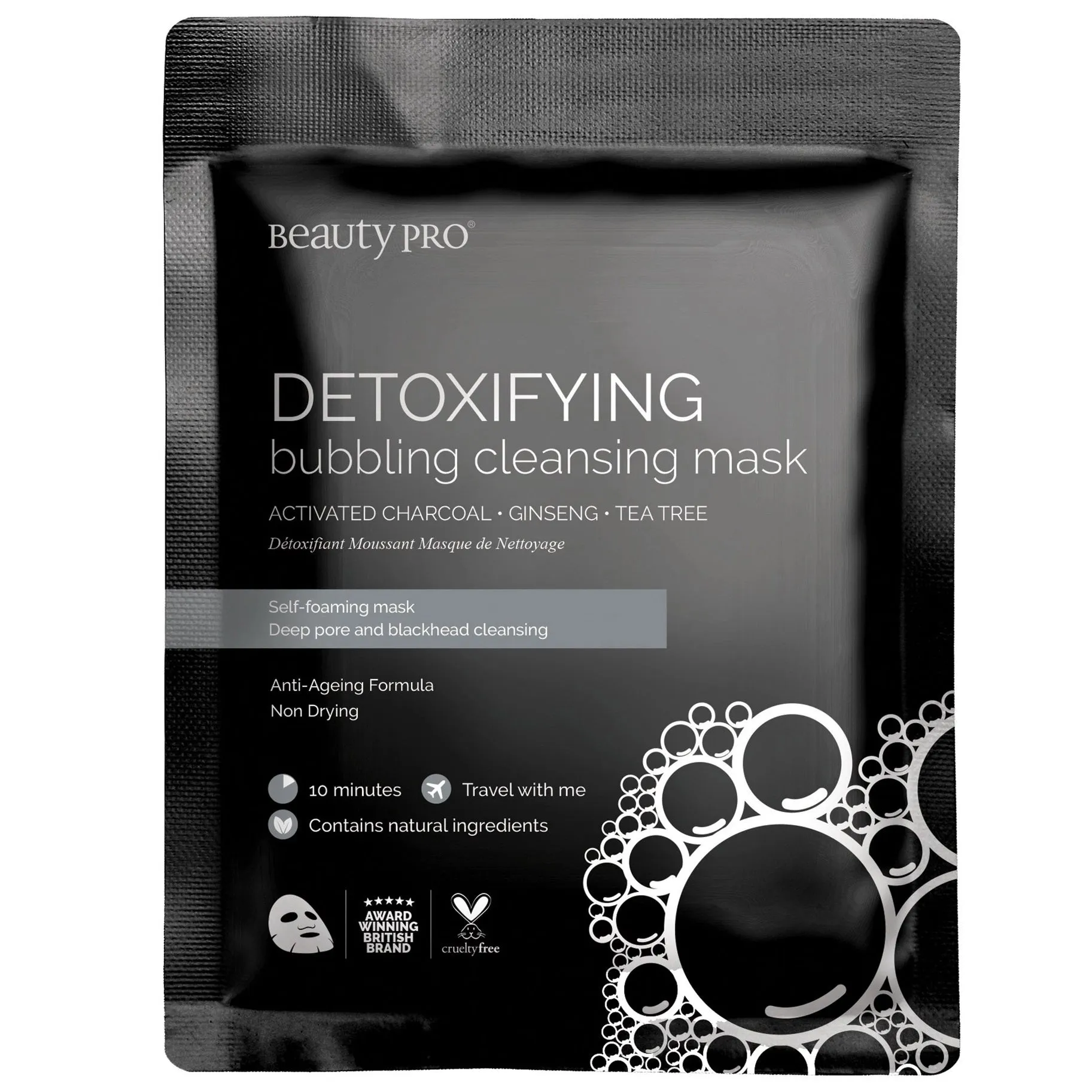 BEAUTYPRO - DETOXIFYING BUBBLING CLEANSING CHARCOAL SHEET MASK