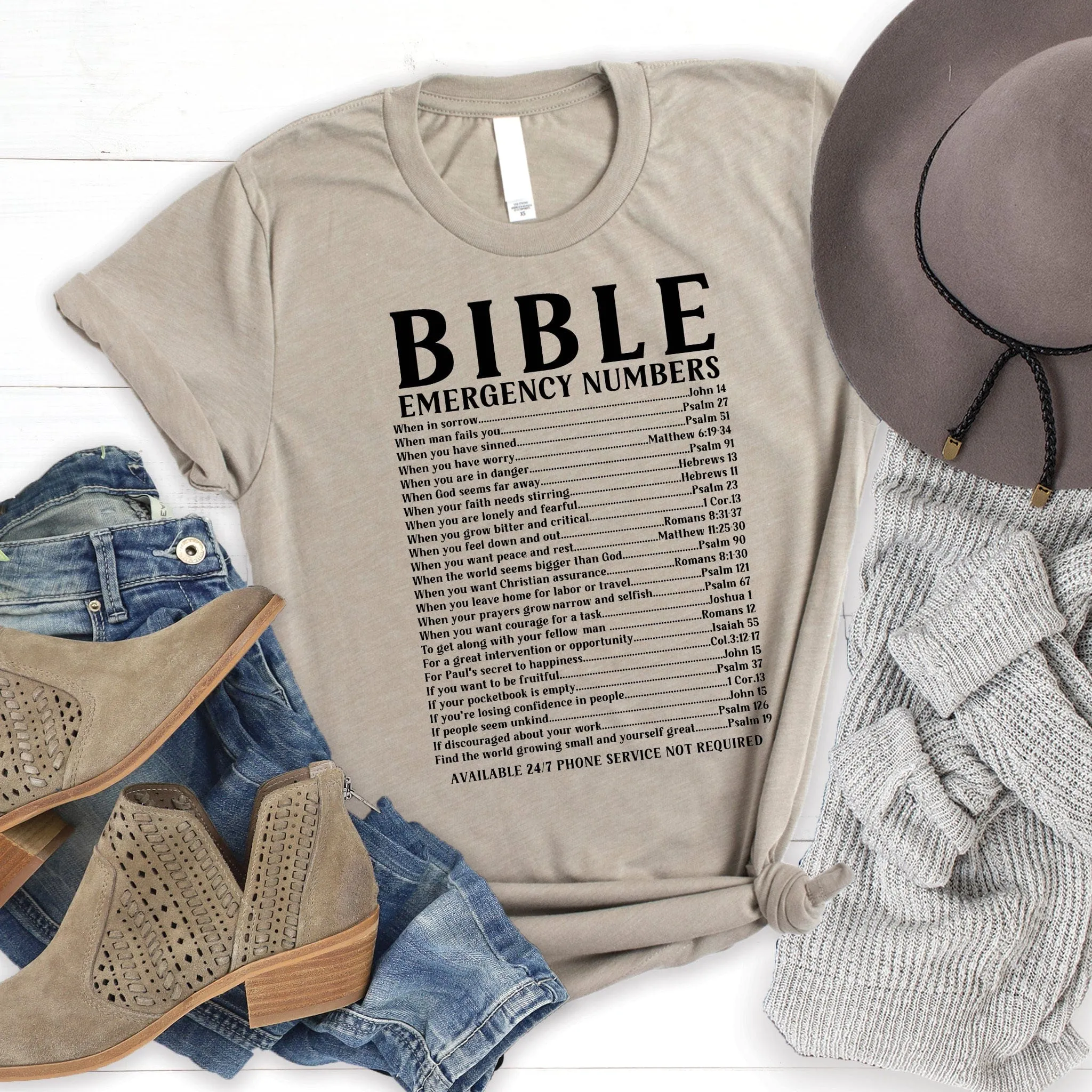 Bible Emergency Numbers Tee