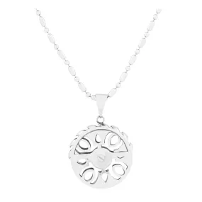 Biker Wheel Rhodium Plated Silver Brass Necklace Pendant Chain