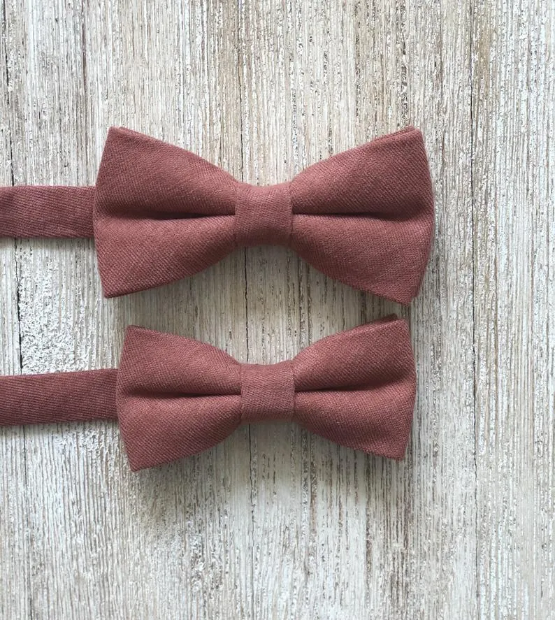 Black Suspenders with Desert Coral Bow Tie Set