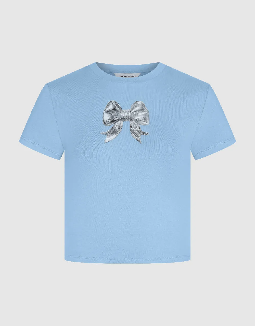 Bow Printed Crew Neck T-Shirt