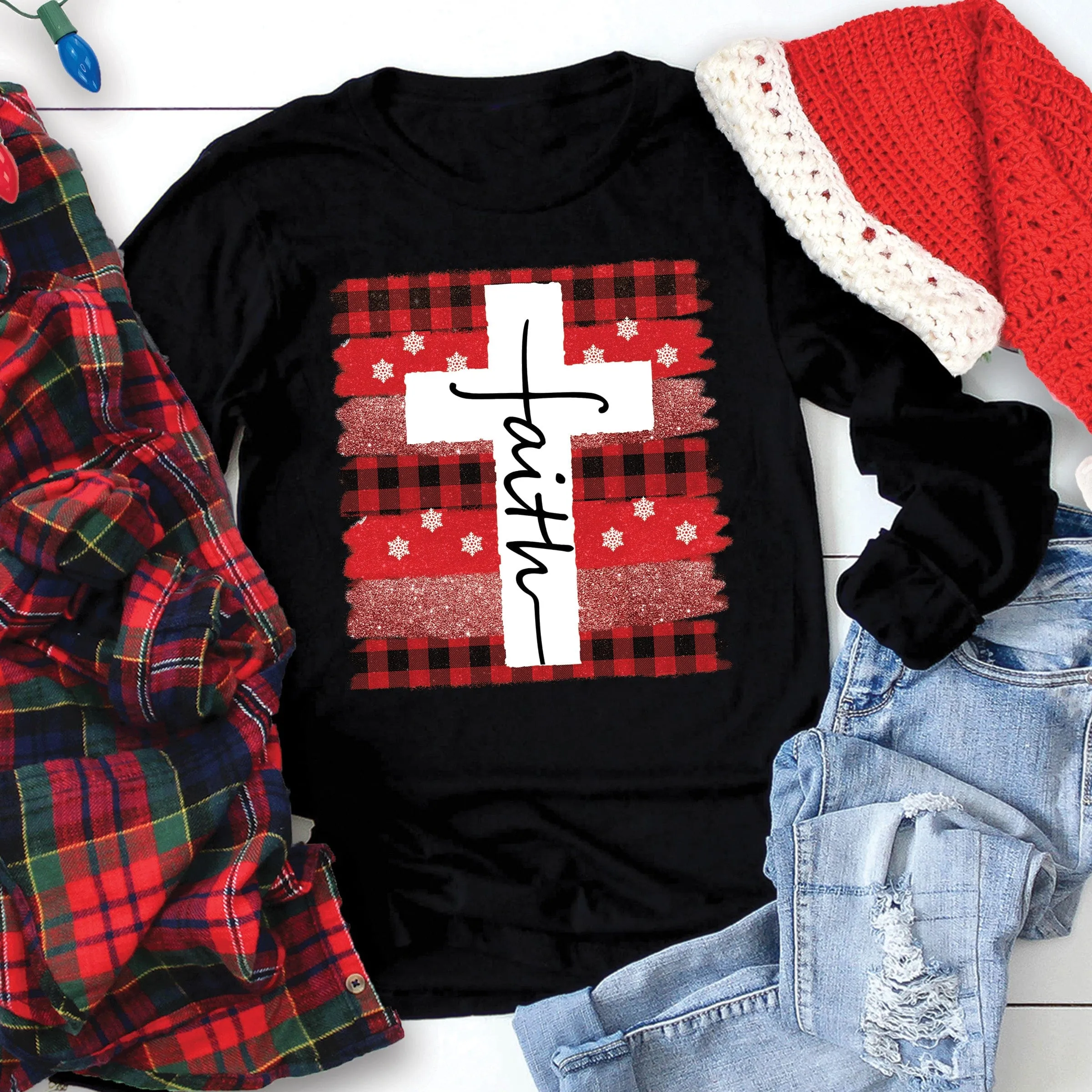 Buffalo Plaid Faith Cross Long Sleeve