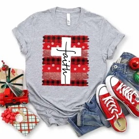 Buffalo Plaid Faith Cross Tee