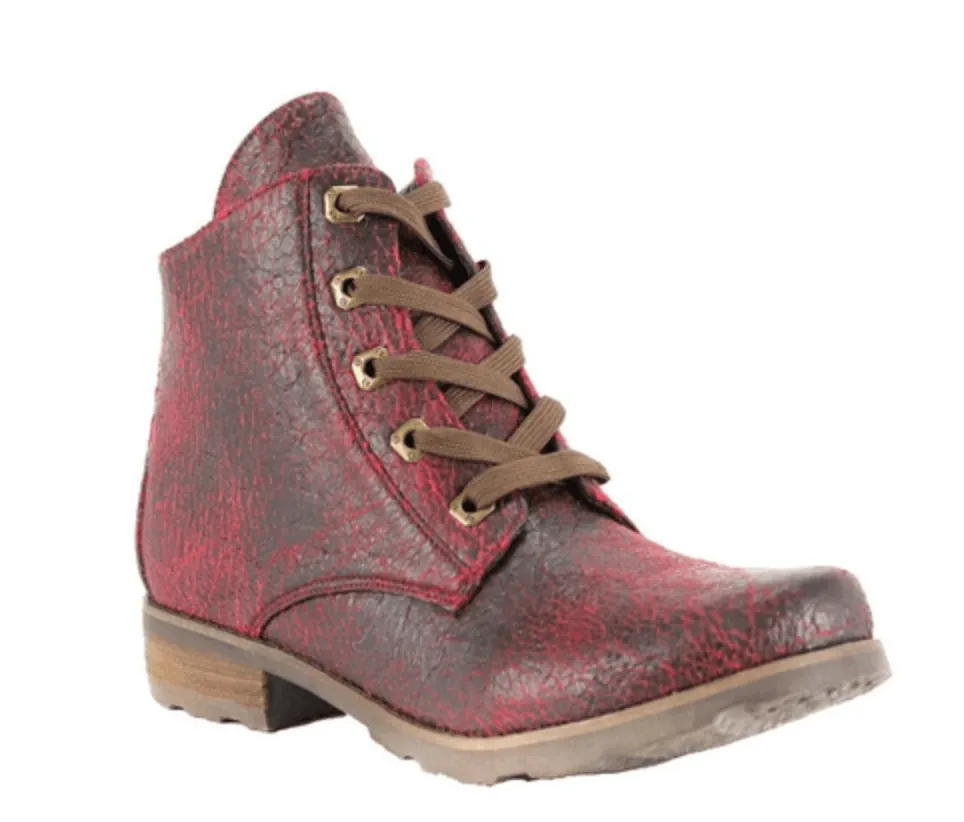 Canny Red Laceup Ankle Boot shoes