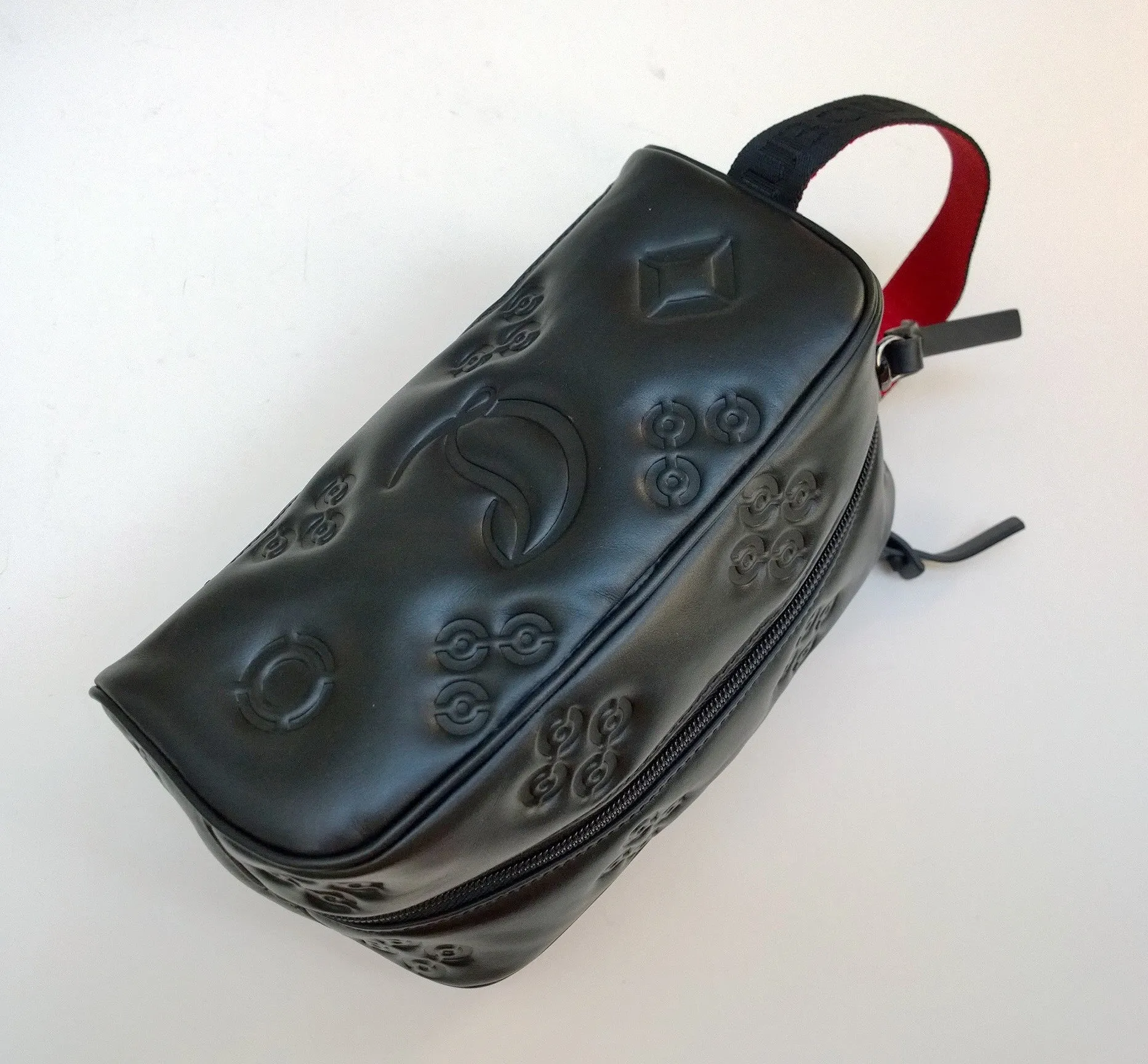 Christian Louboutin Blaster Logo Black Embossed Leather Washbag