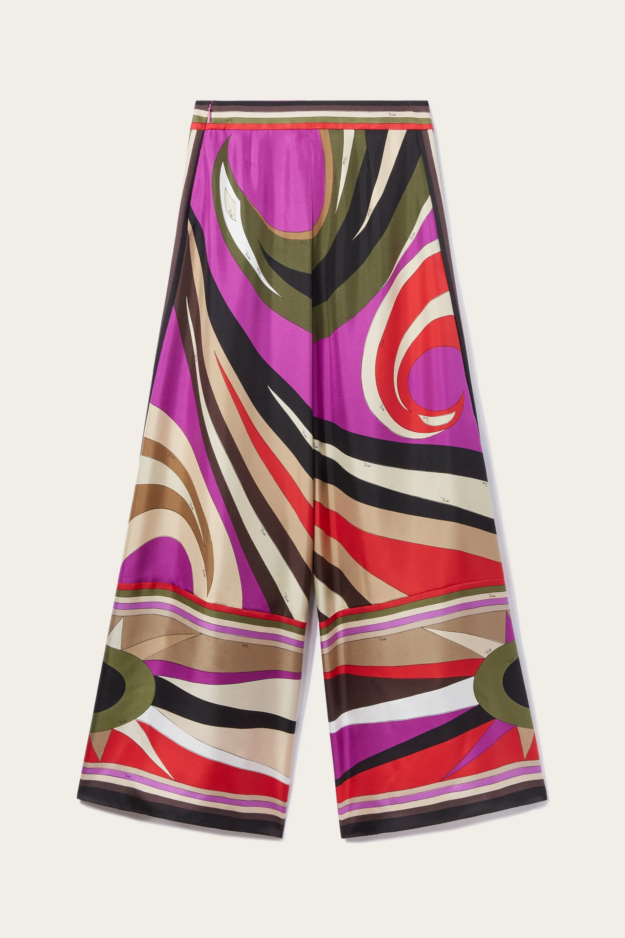 Cigni-Print Silk Trousers