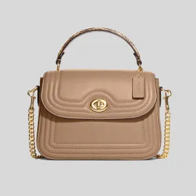 Coach Marlie Top Handle Satchel With Border Quilting Taupe C7236