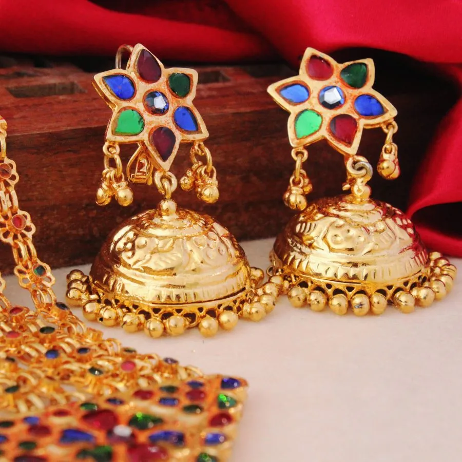 Dhurri Set with Multi Color Stones