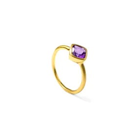 Diamond Shape Purple Amethyst Stacking Ring • February Birthstone