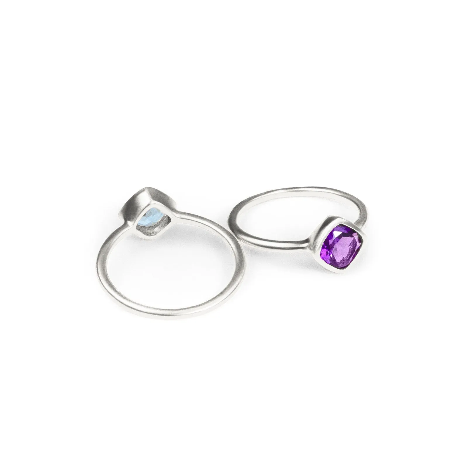 Diamond Shape Purple Amethyst Stacking Ring • February Birthstone