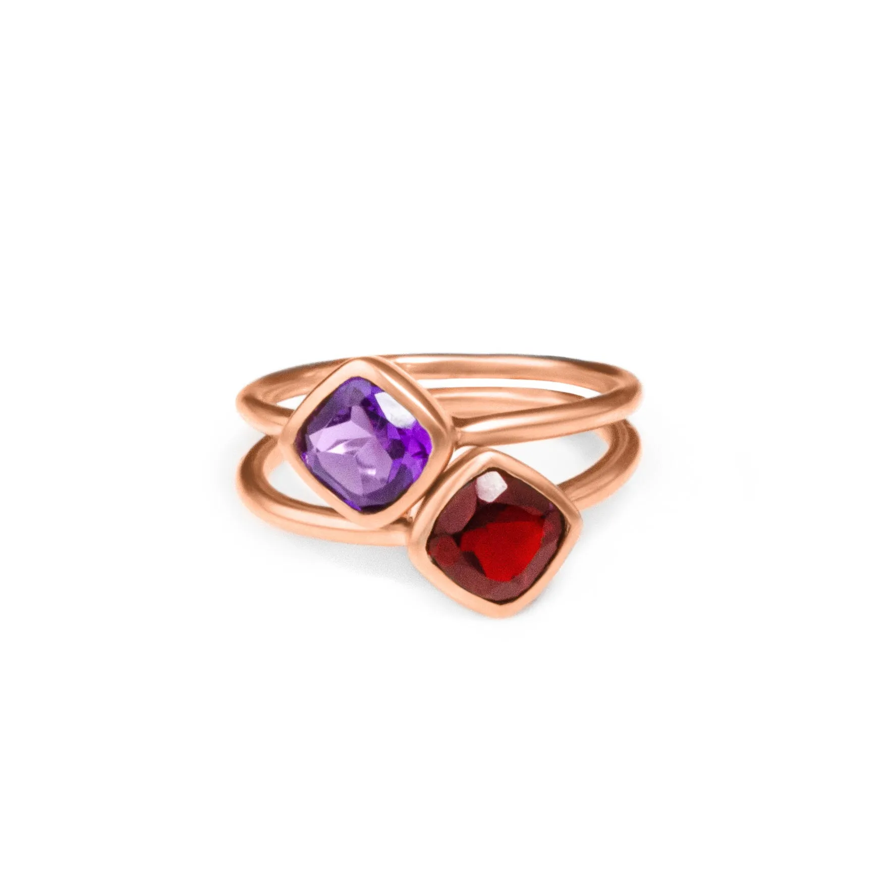 Diamond Shape Purple Amethyst Stacking Ring • February Birthstone