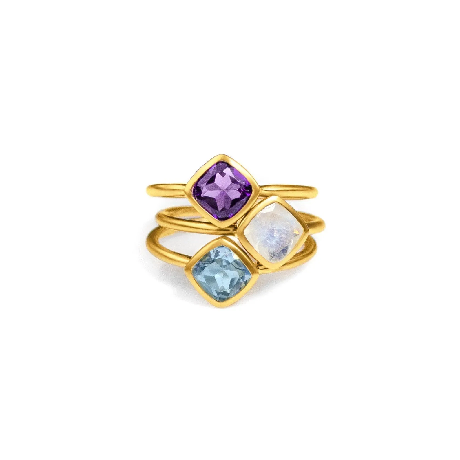 Diamond Shape Purple Amethyst Stacking Ring • February Birthstone