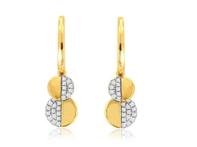 Double Circle with Diamond Detail Drop Earrings