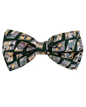 Emilio Pucci Silk Bow Tie Dark Green Orange Pre-Tied Designer Bowtie