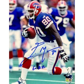 Eric Moulds Signed Running in Blue 11x14 Photo.