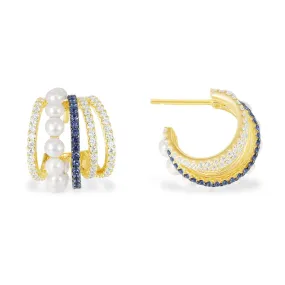 Five-Hoop Earrings with Pearls