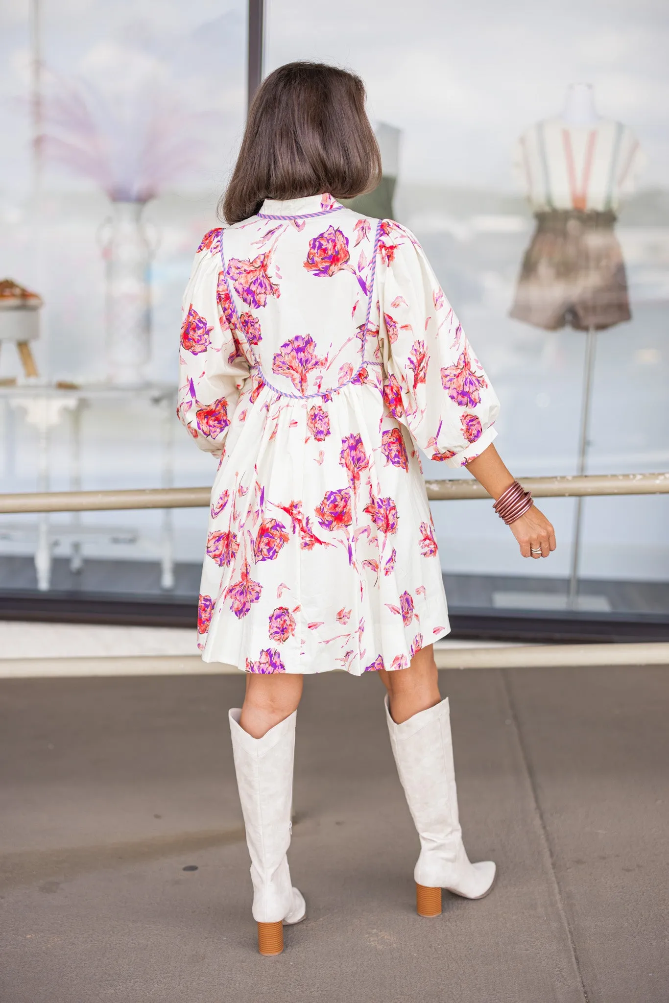 Floral Fancy Cream Babydoll Dress