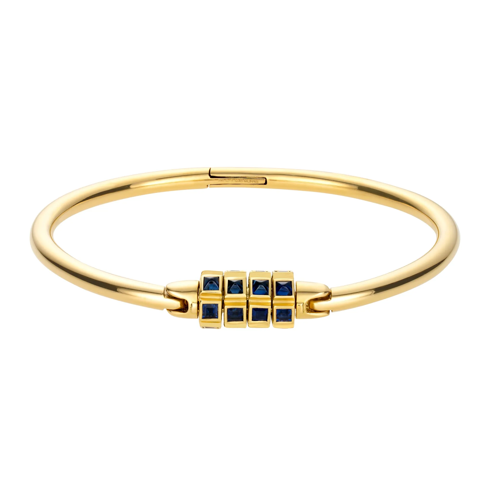 Gold Lock Bracelet With Sapphires