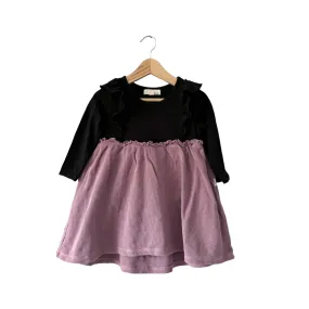 Greige. / Black x purple waffle dress / 18-24M