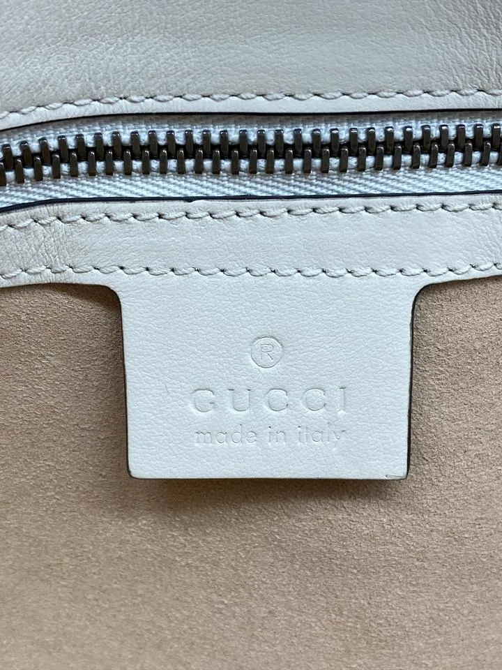 Gucci Marmont Gg Small White Leather Shoulder Bag