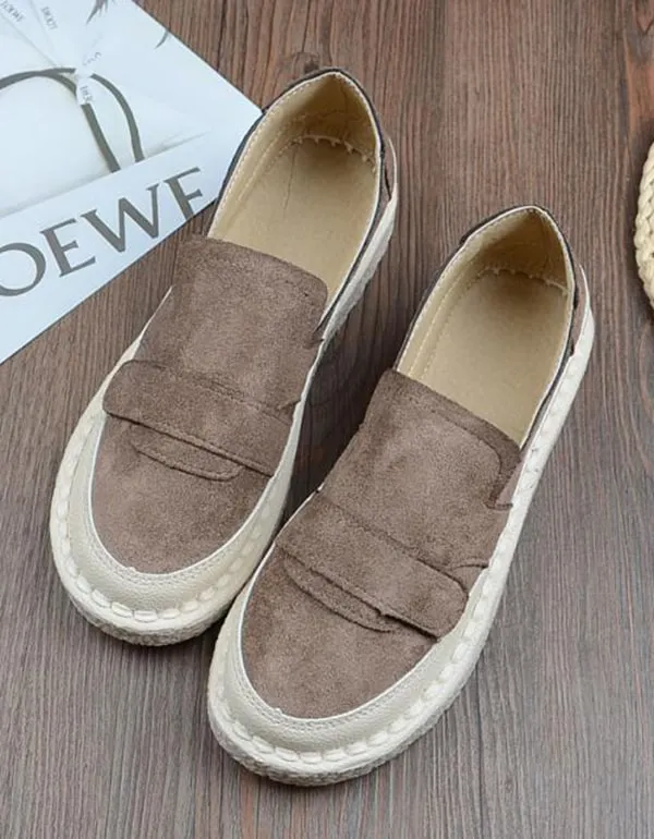 Hand-stitched Round Head Comfortable Loafers