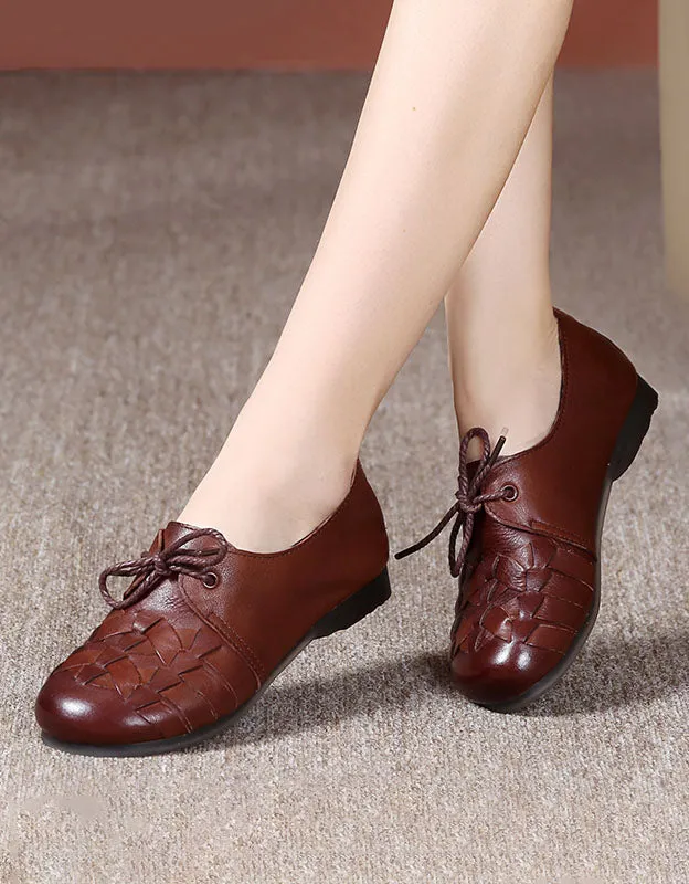 Hand-woven Non-slip Soft Leather Retro Flat Shoes