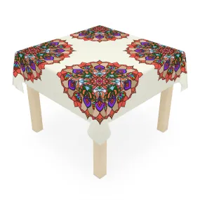 Handmade Mandala Art Ivory Square Tablecloth