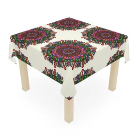 Handmade Mandala Art Ivory Square Tablecloth