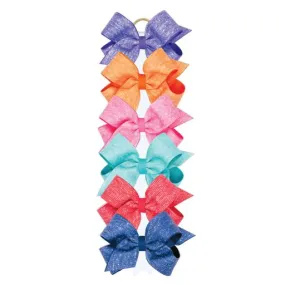 Heather printed grosgrain overlay bow