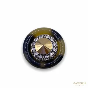 Jewel Polyester Button with Rhinestones D327 - Gafforelli Srl