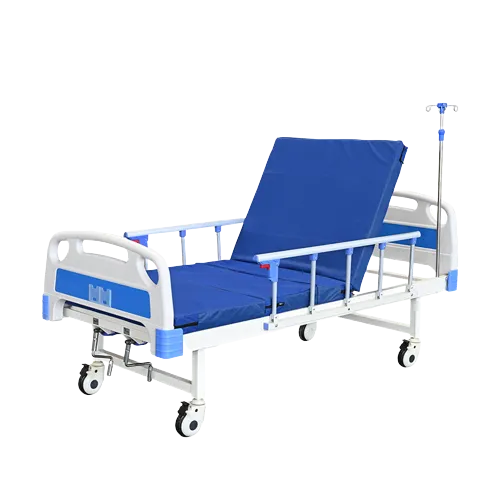 KT2CBS Two Crank Manual Hospital Bed with Mattress, Side Railings and Wheels