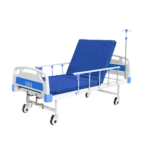 KT2CBS Two Crank Manual Hospital Bed with Mattress, Side Railings and Wheels