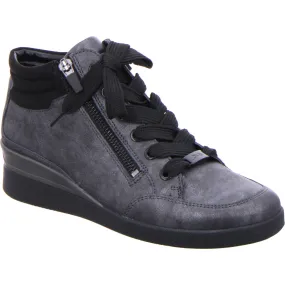 Lazio Lace Up Zipper Wedge Heel High Top Trainer Shoe