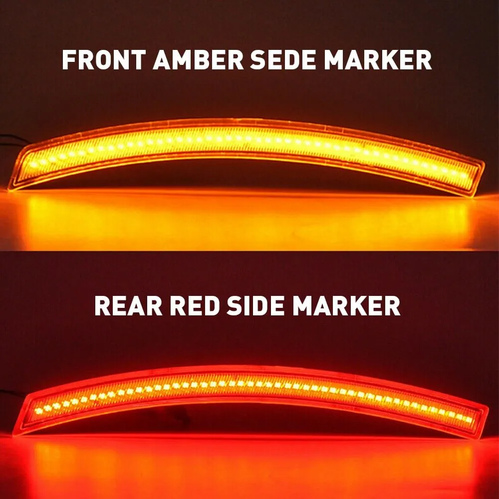 LED Side Marker Lights for 2014-2019 Chevrolet Corvette C7 Smoked Len Amber Red Front Rear Bumper