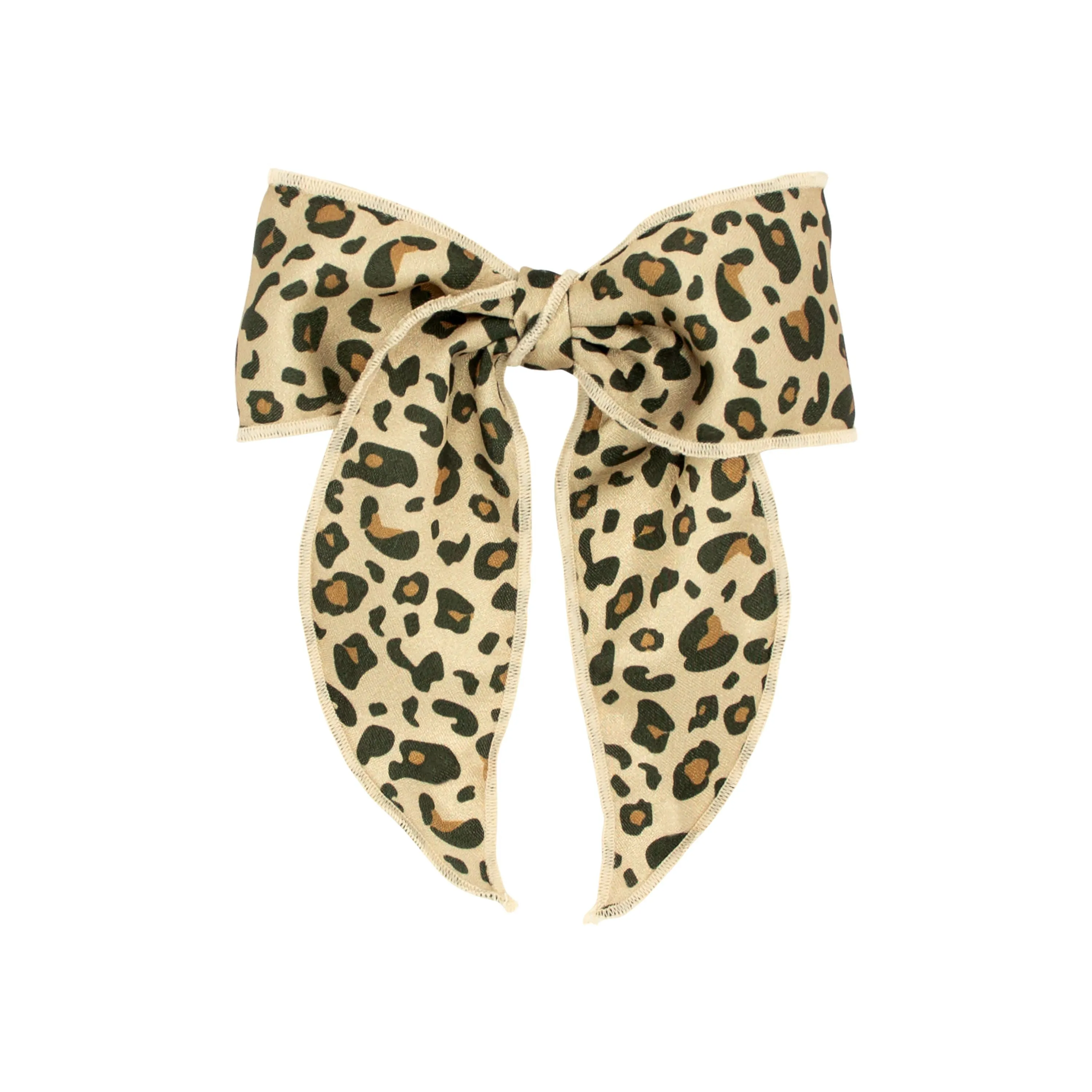 Leopard print bowtie with twisted wrap and whimsy tails