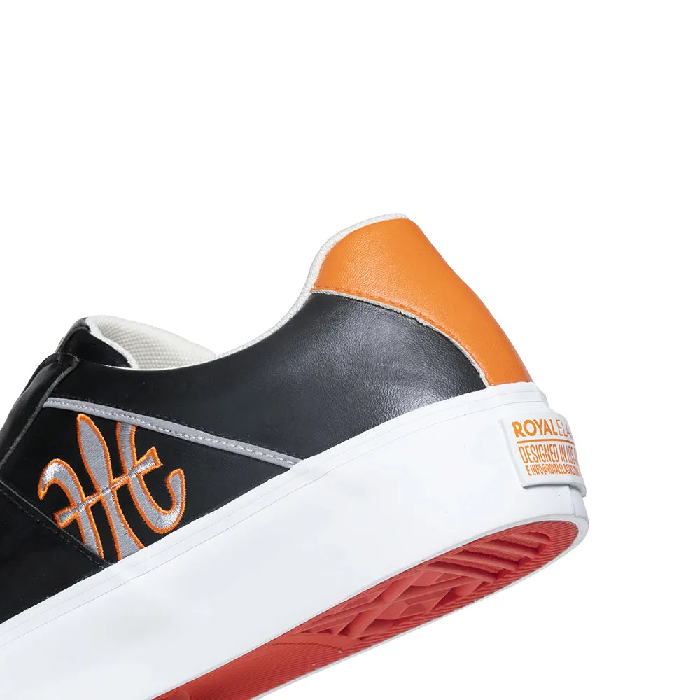 Men's Cruiser White Black Orange Silver Microfiber Low Tops 00801-992