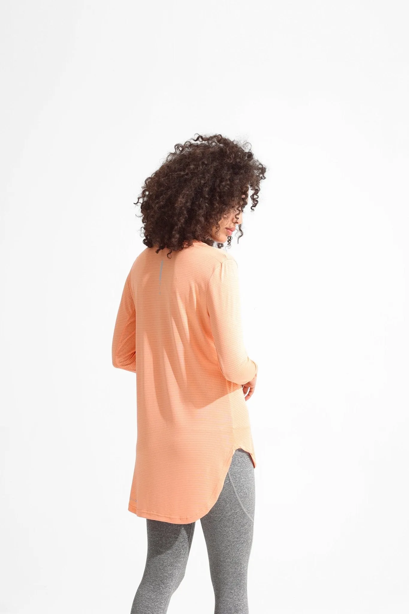 Peach Pink Basic Women Long Sleeve