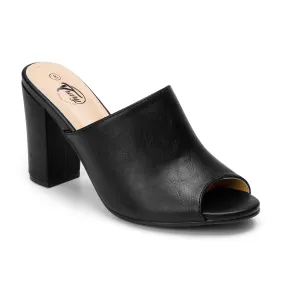 Peep Toe Chunky Heel Mules