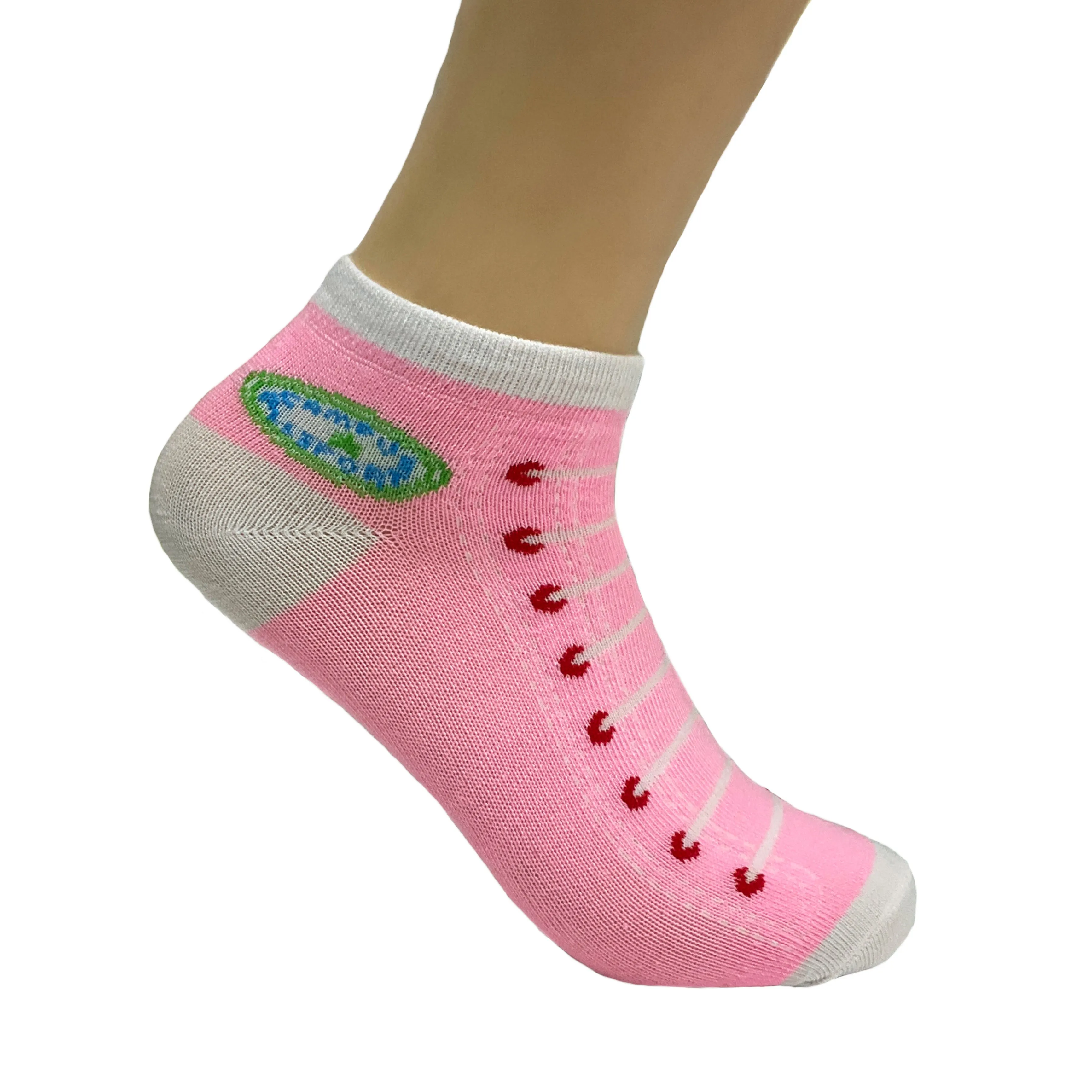 Pink Sneaker Pattern Ankle Socks (Adult Medium - Women's Shoe Sizes 5-10)