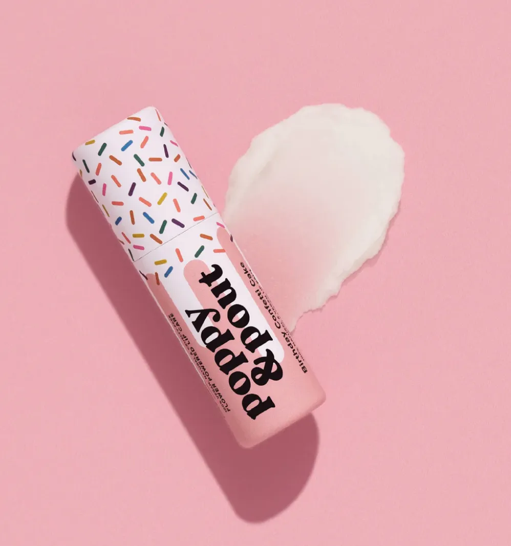 Poppy & Pout Birthday Cake Scented Oil Lip Balms