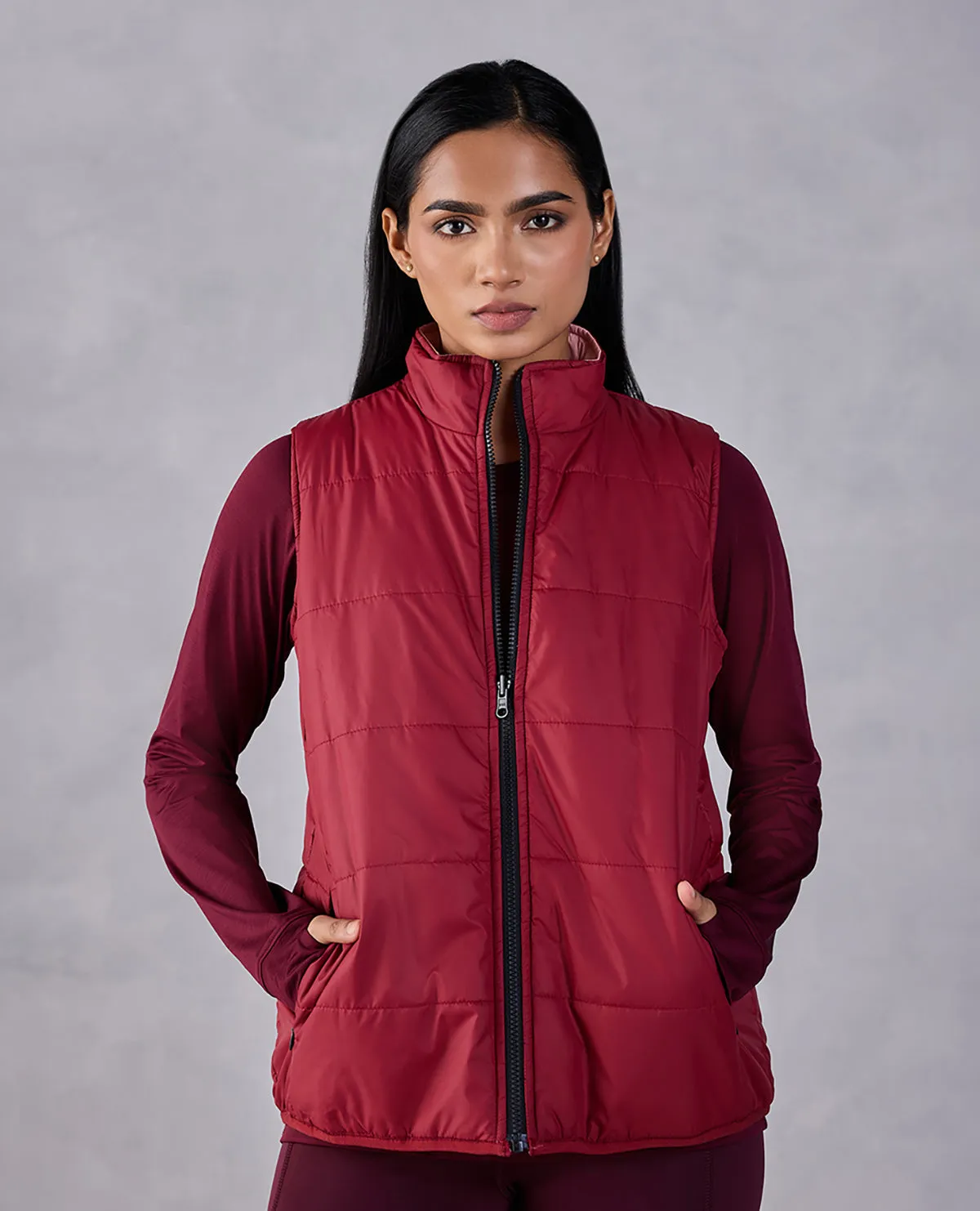 Sleeveless Reversible Puffer Jacket Pink/Burgundy