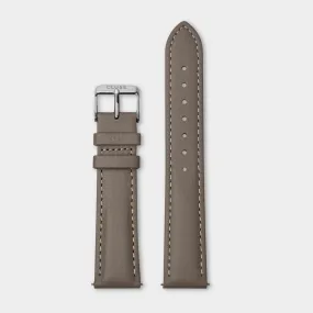 Strap 18 mm Leather Taupe, Silver Colour